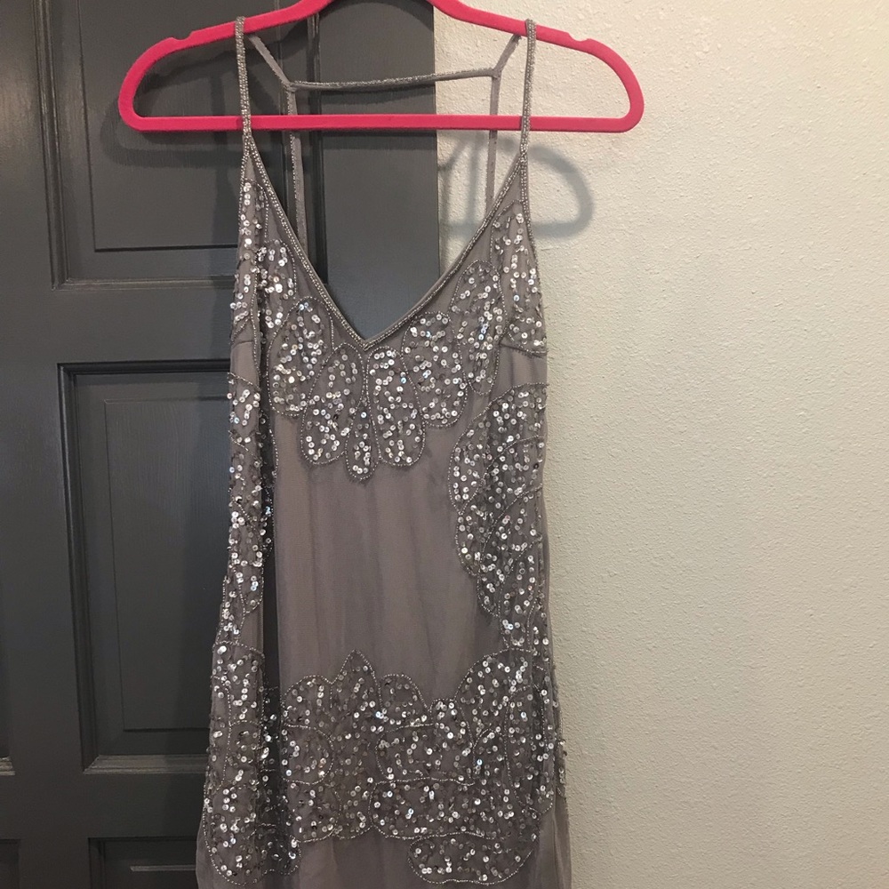 Boohoo Gray and Silver Sequin Dress